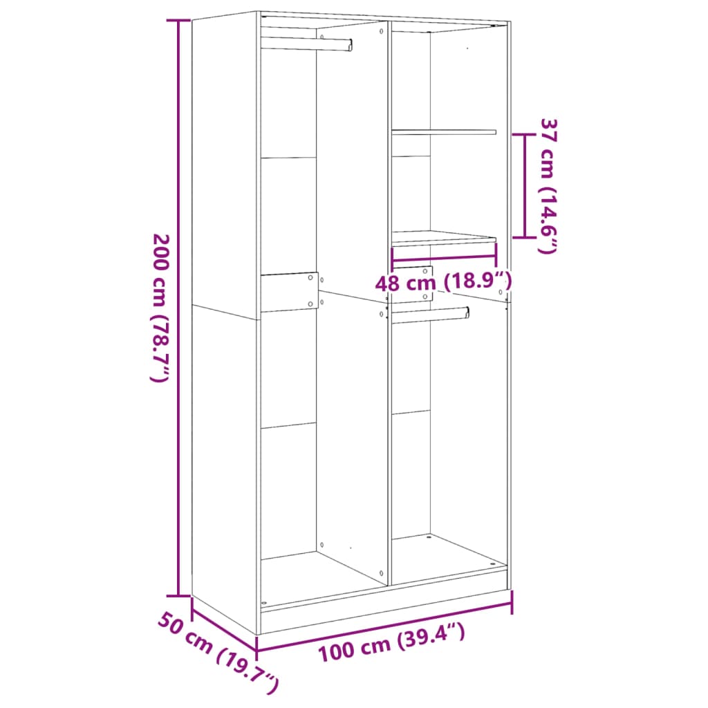 vidaXL Armario de madera contrachapada blanco 100x50x200 cm