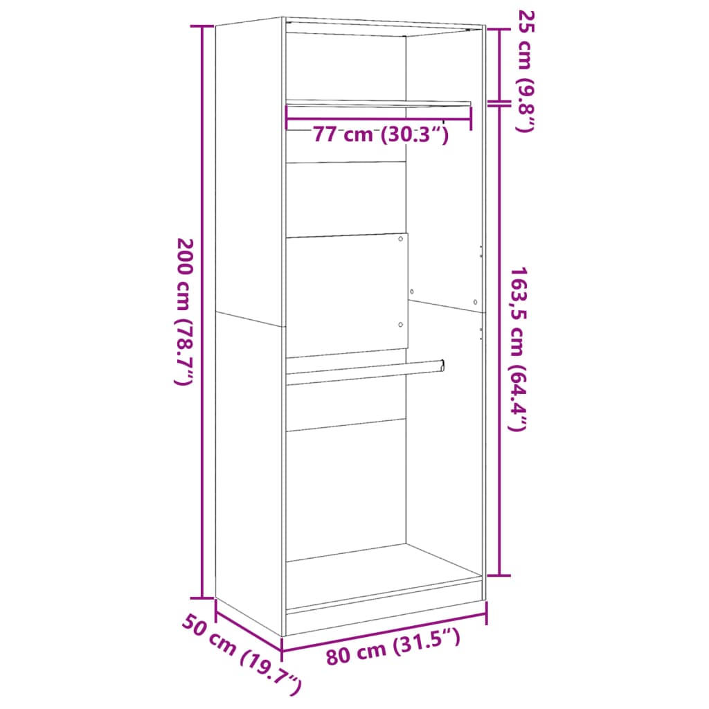 vidaXL Armario de madera de ingeniería blanco 80x50x200 cm