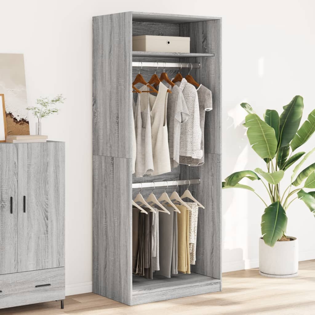 vidaXL Armario de madera de ingeniería gris Sonoma 80x50x200 cm