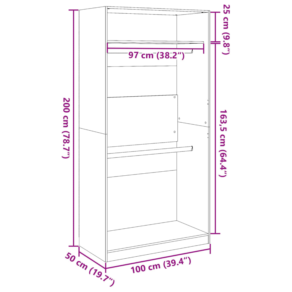 vidaXL Armario de madera contrachapada blanco 100x50x200 cm