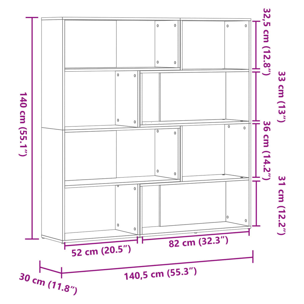 vidaXL Estantería de esquina 4 niveles madera roble Sonoma 85x85x140cm