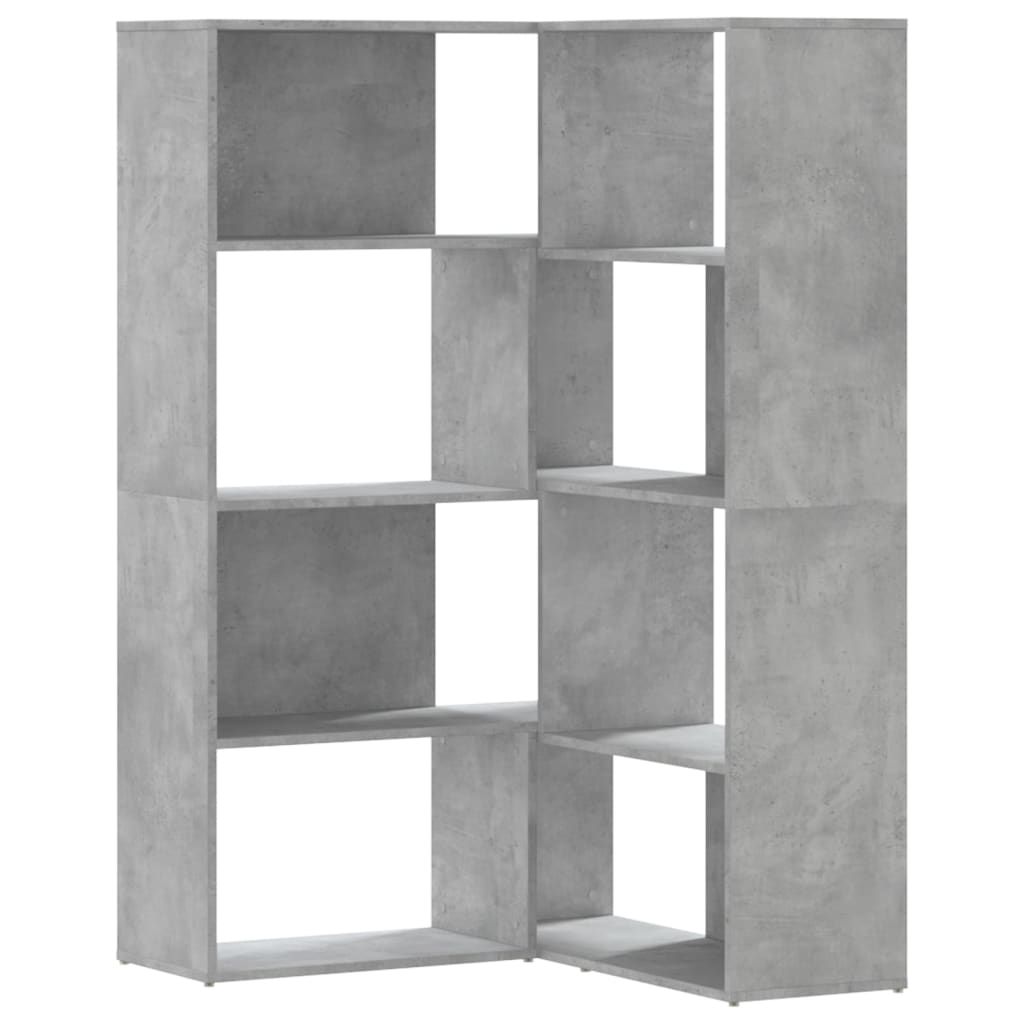 vidaXL Estantería esquina 4 niveles madera gris hormigón 85x85x140 cm