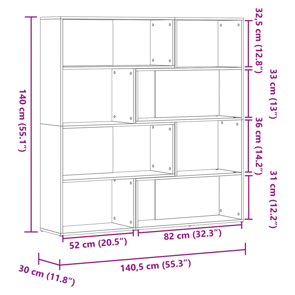 vidaXL Estantería esquina 4 niveles madera gris hormigón 85x85x140 cm