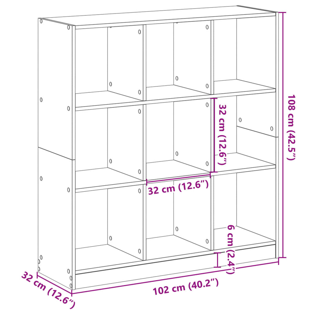 vidaXL Estantería madera de ingeniería gris Sonoma 102x32x108 cm