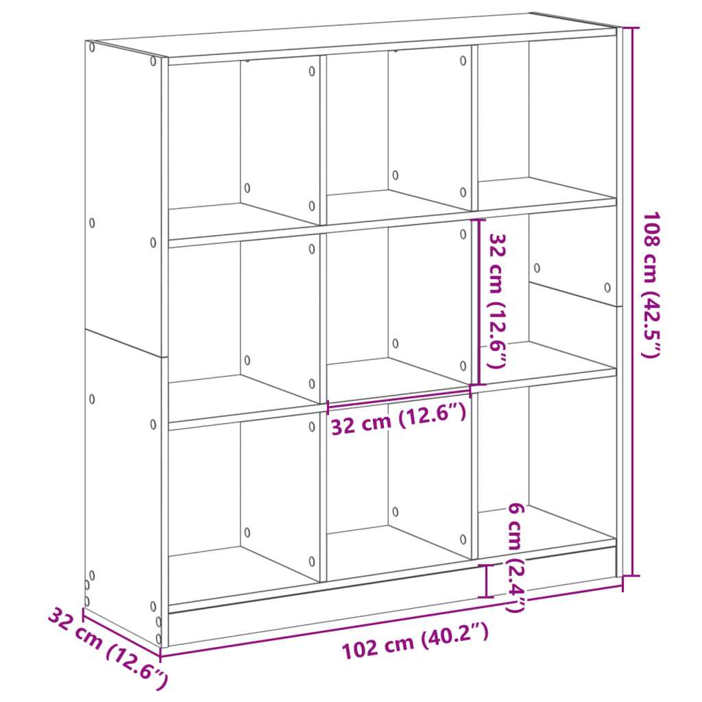 vidaXL Estantería madera de ingeniería color envejecido 102x32x108 cm