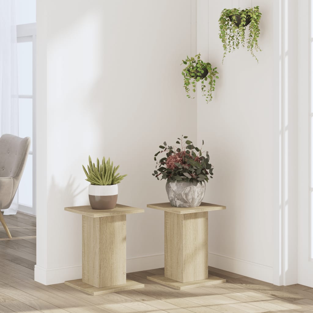 vidaXL Soportes para plantas 2 uds madera roble Sonoma 30x30x40 cm