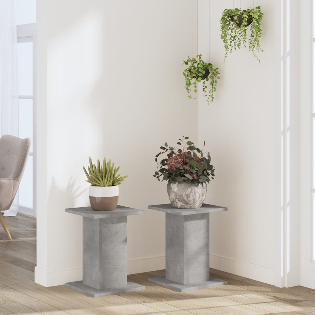 vidaXL Soportes para plantas 2 uds madera gris hormigón 30x30x40 cm