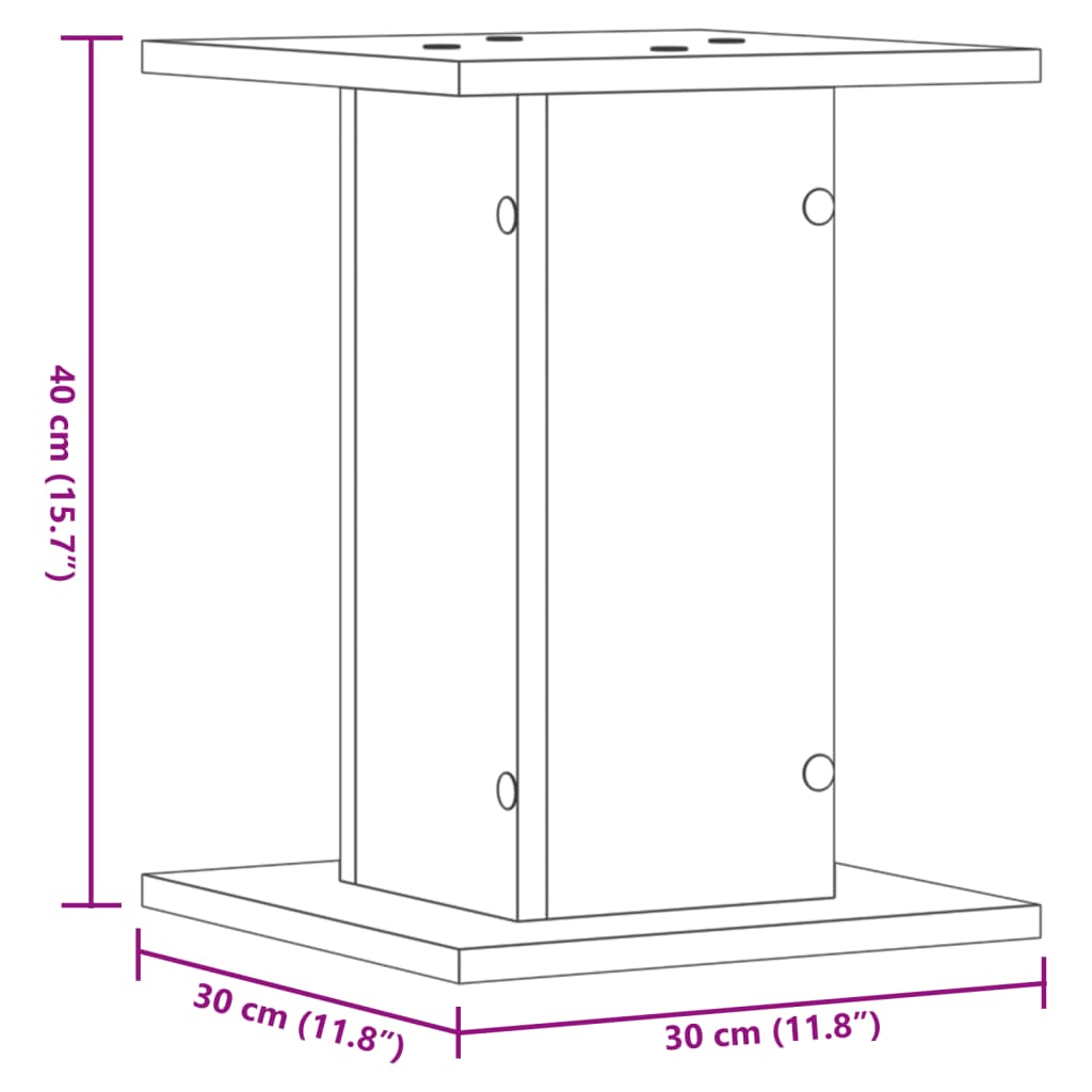 vidaXL Soportes para plantas 2 uds madera gris hormigón 30x30x40 cm