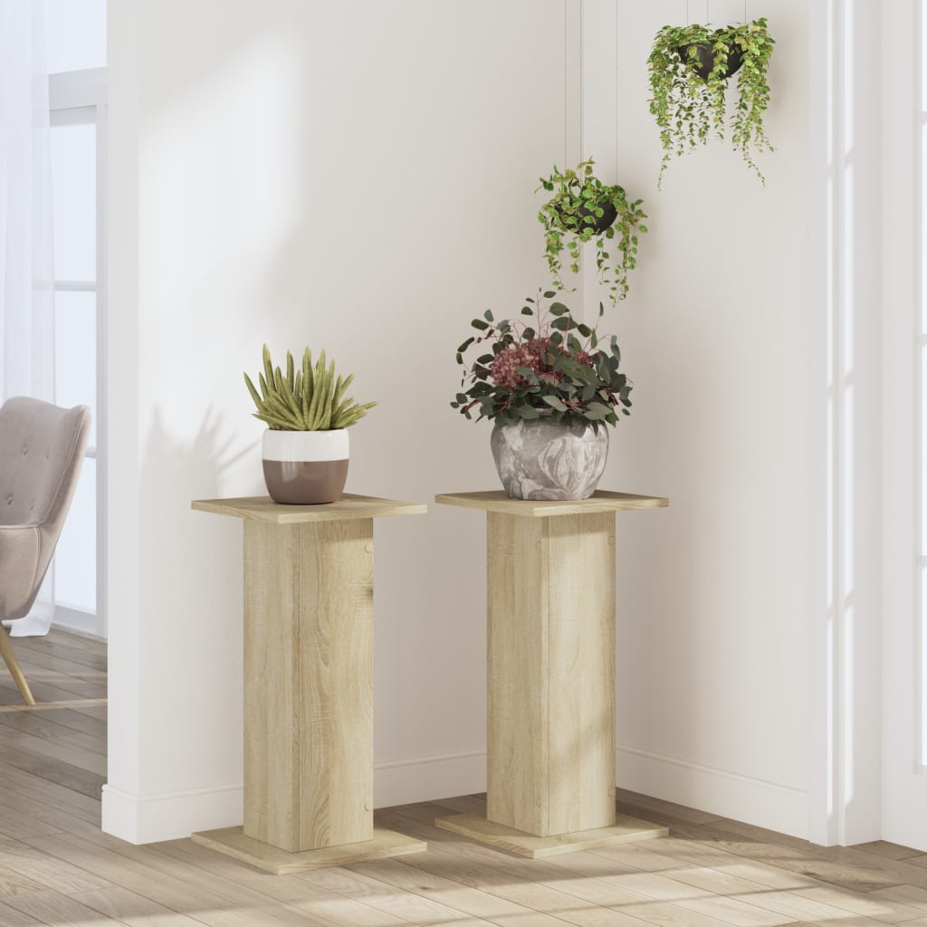 vidaXL Soportes de plantas 2 uds madera roble Sonoma 30x30x60 cm