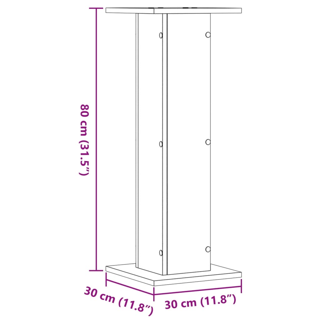 vidaXL Soportes de plantas 2 uds madera ingeniería blanco 30x30x80 cm