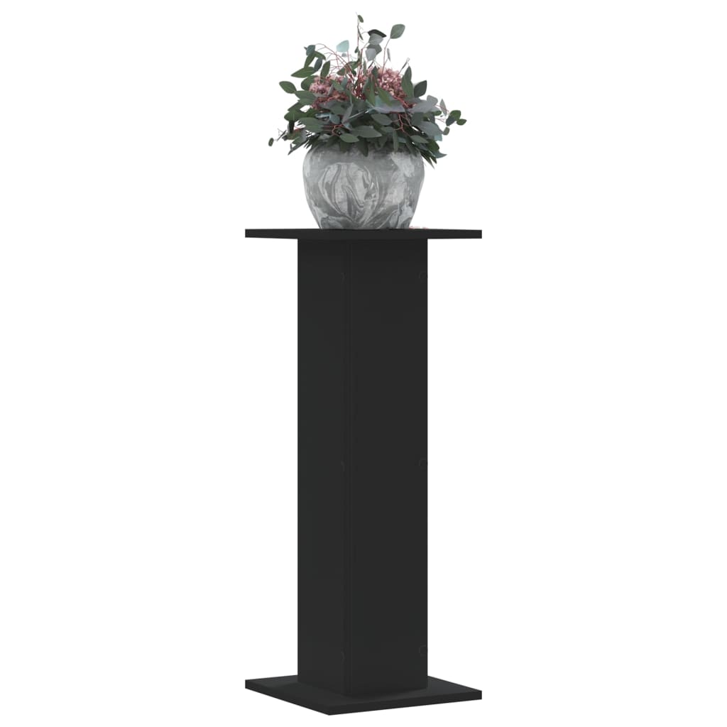 vidaXL Soportes de plantas 2 uds madera ingeniería negro 30x30x80 cm