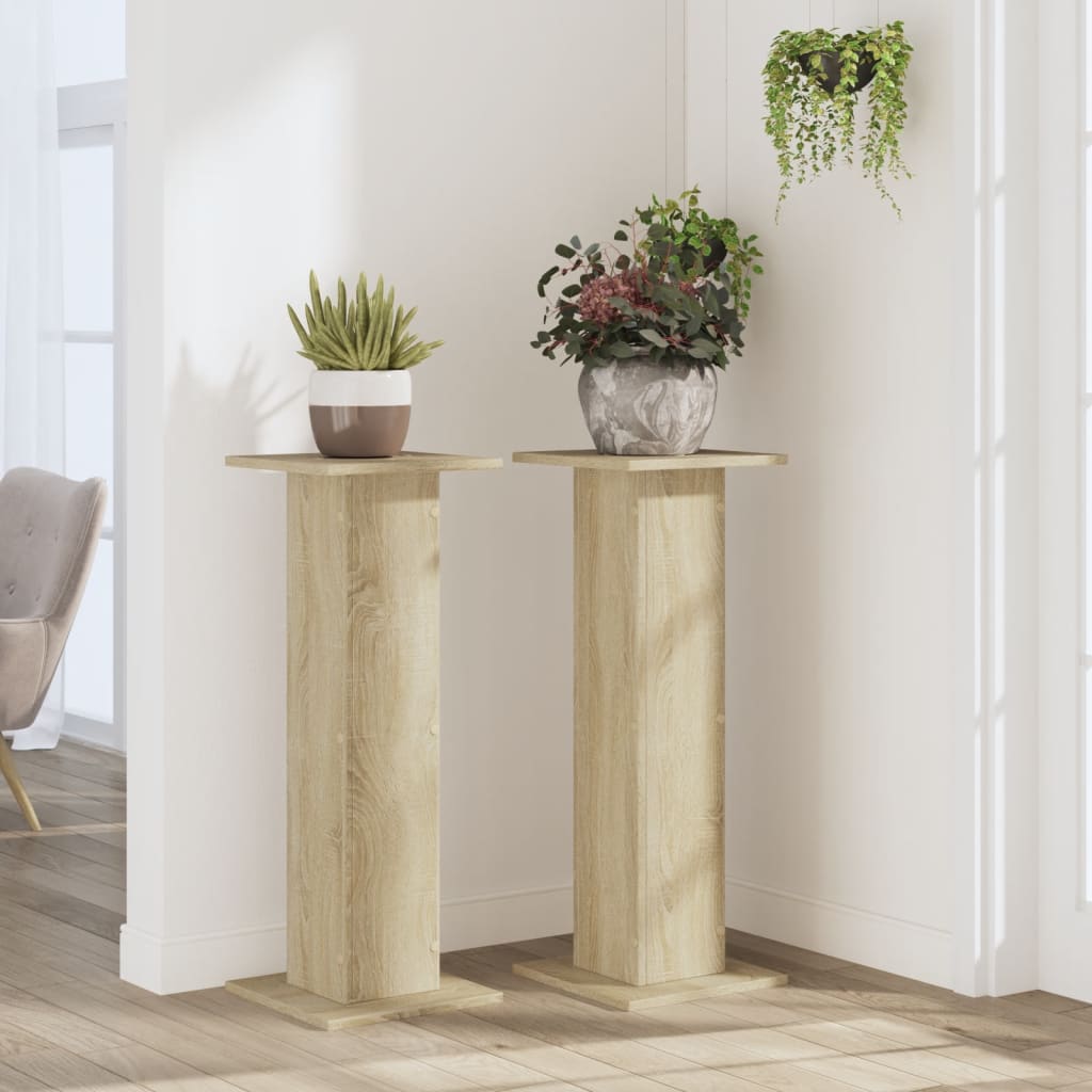 vidaXL Soportes para plantas 2 uds madera roble Sonoma 30x30x80 cm