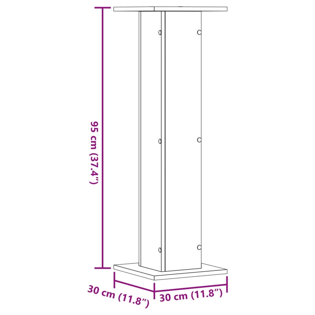 vidaXL Soportes de plantas 2 uds madera ingeniería blanco 30x30x95 cm