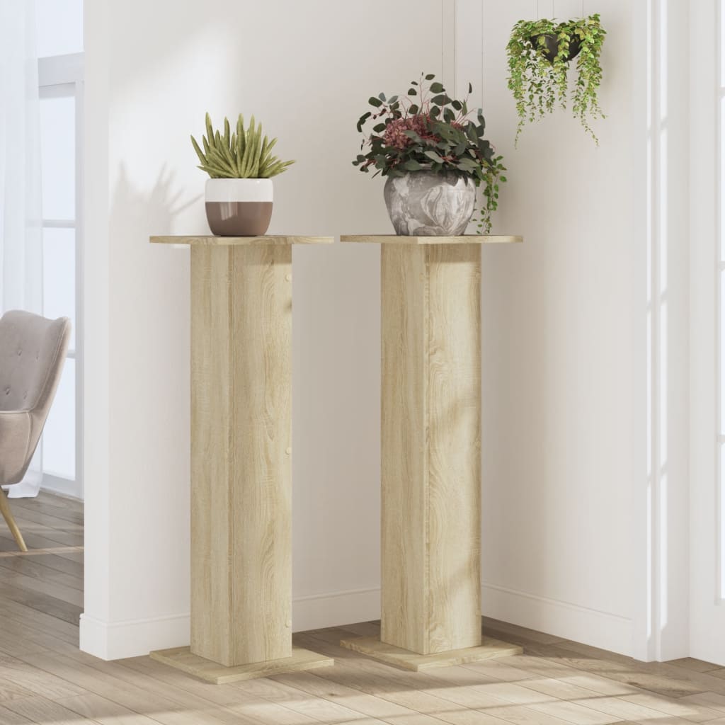 vidaXL Soportes para plantas 2 uds madera roble Sonoma 30x30x95 cm