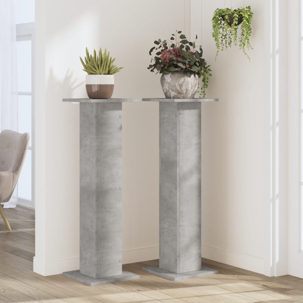 vidaXL Soportes para plantas 2 uds madera gris hormigón 30x30x95 cm