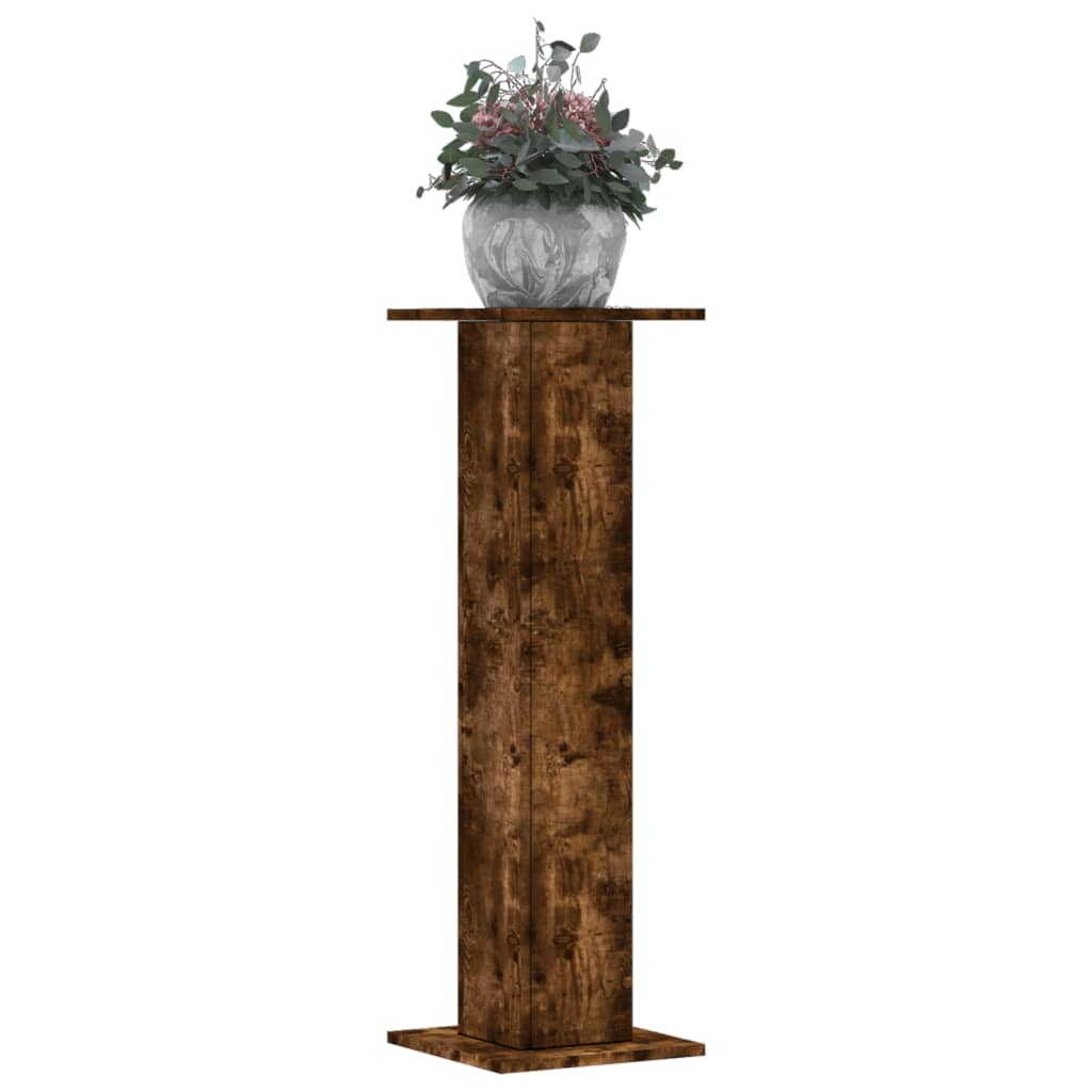 vidaXL Soportes para plantas 2 uds madera roble ahumado 30x30x95 cm