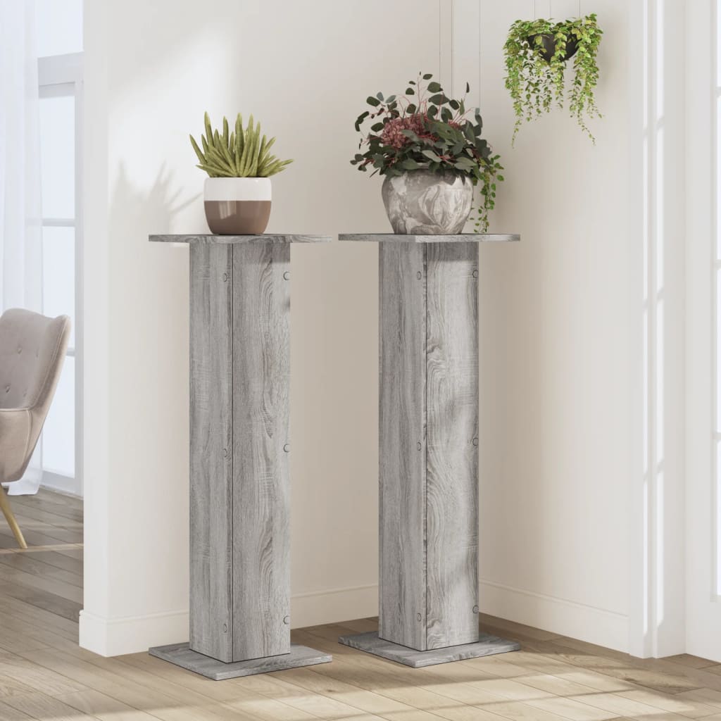 vidaXL Soportes para plantas 2 uds madera gris Sonoma 30x30x95 cm