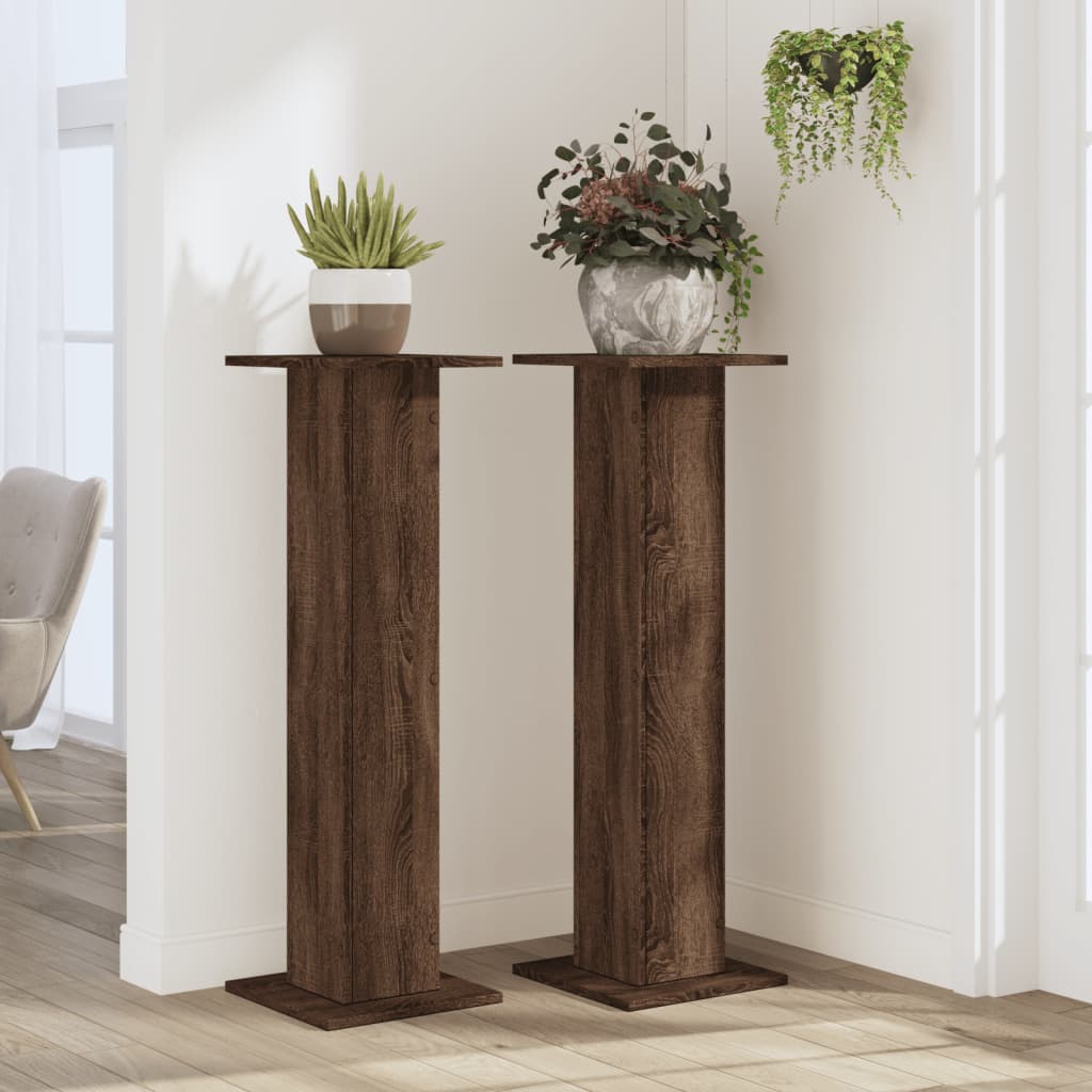 vidaXL Soportes para plantas 2 uds madera marrón roble 30x30x95 cm