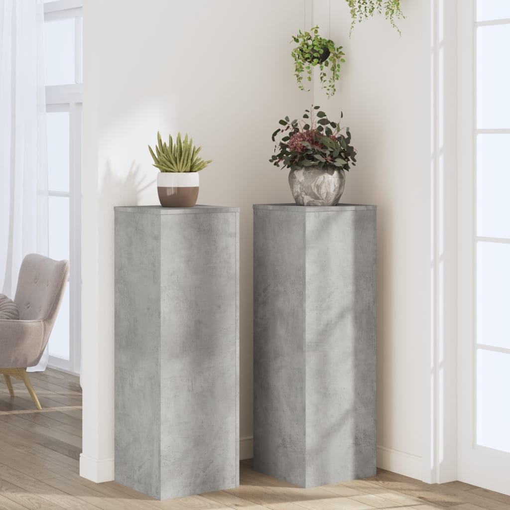 vidaXL Soportes para plantas 2 uds madera gris hormigón 33x33x100 cm