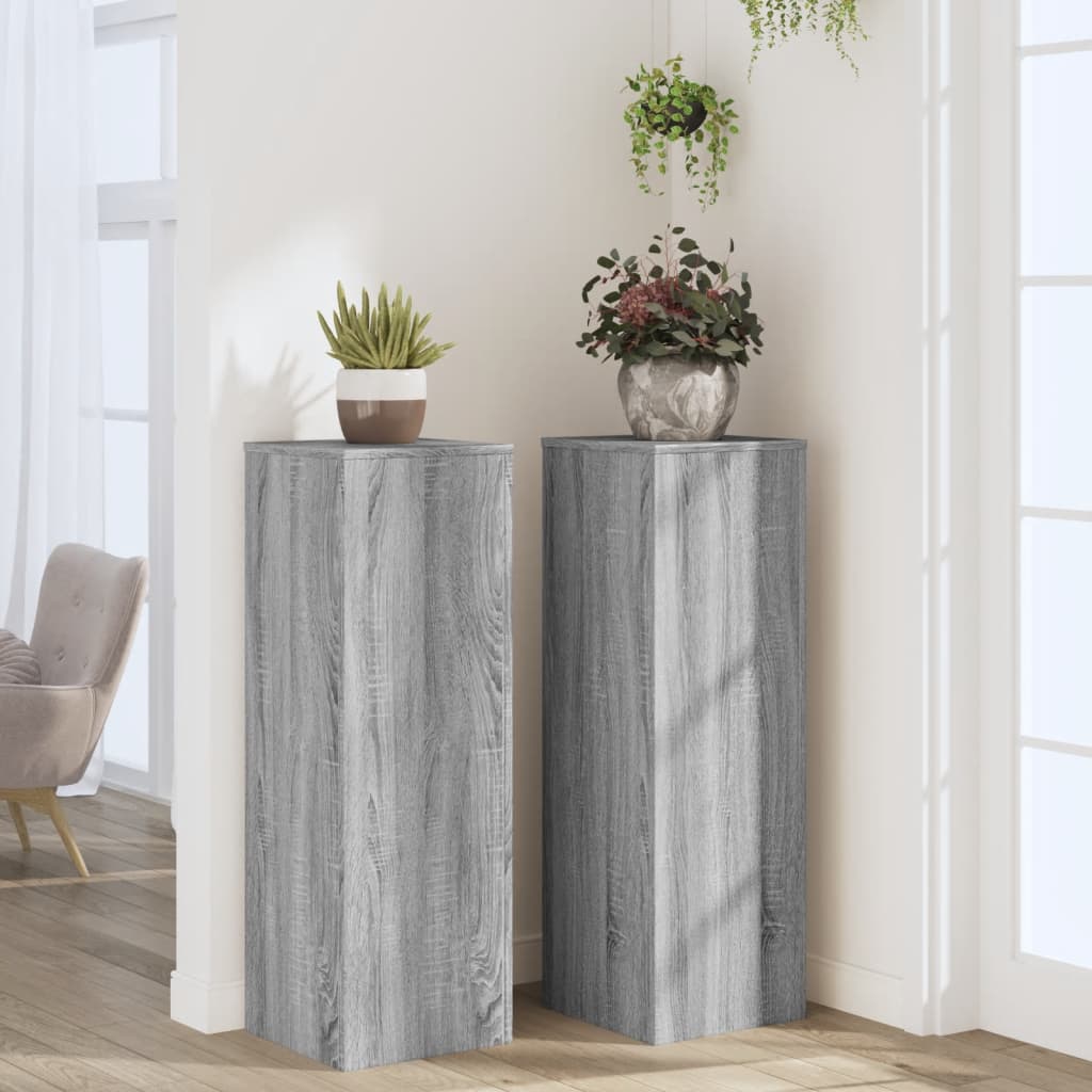 vidaXL Soportes para plantas 2 uds madera gris Sonoma 33x33x100 cm