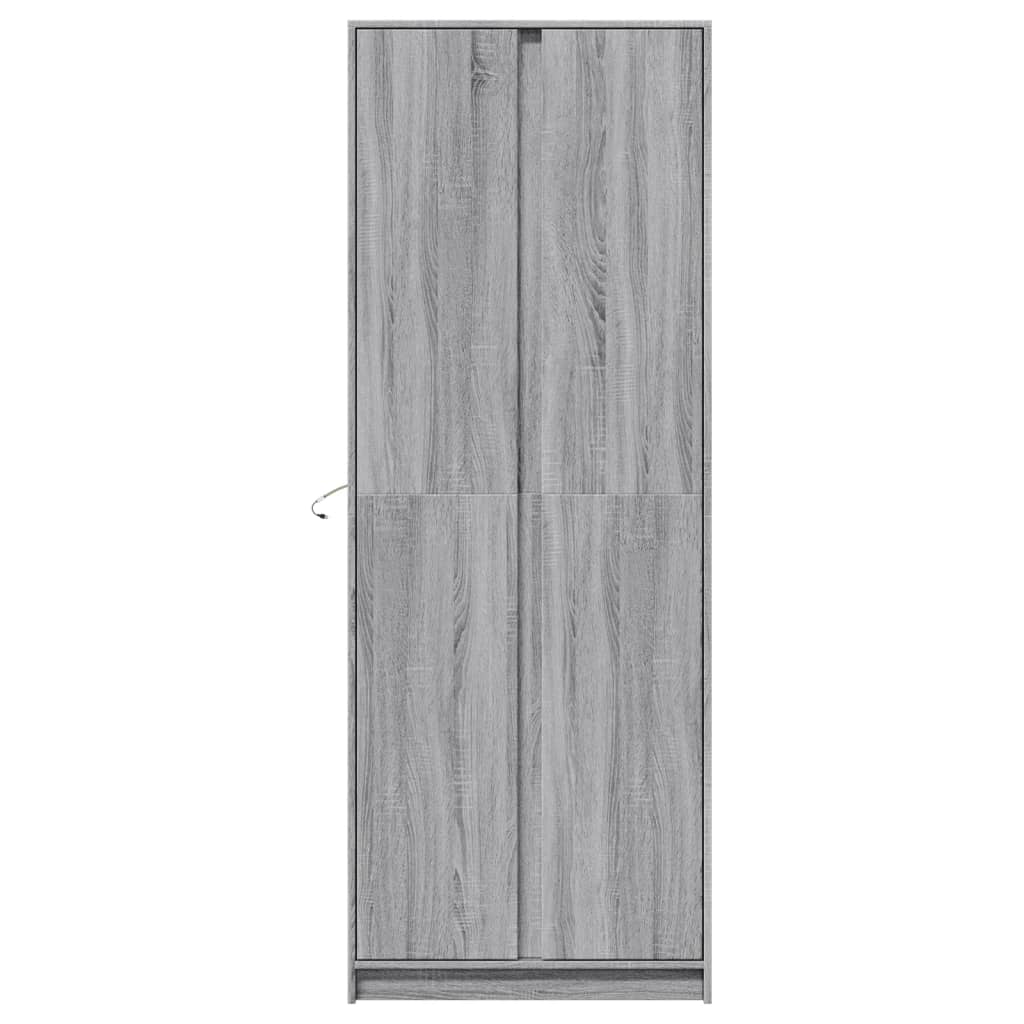 vidaXL Aparador con LED madera ingeniería gris Sonoma 74x32,5x200 cm