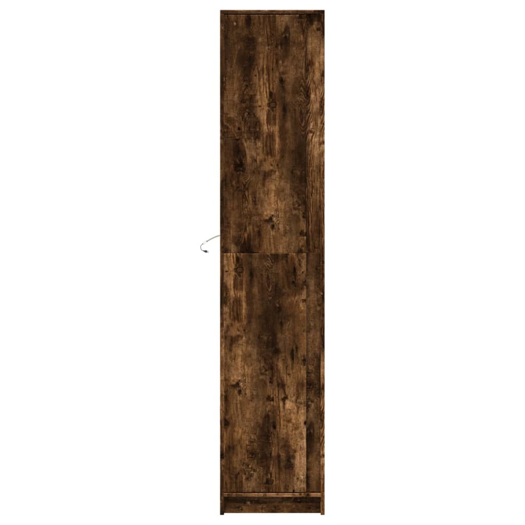 vidaXL Aparador LED madera ingeniería roble ahumado 41,5x32,5x200 cm