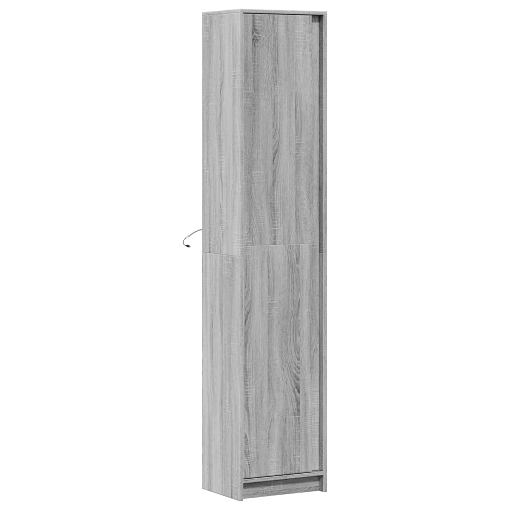 vidaXL Aparador con LED madera ingeniería gris Sonoma 41,5x32,5x200 cm