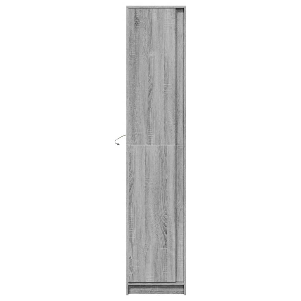 vidaXL Aparador con LED madera ingeniería gris Sonoma 41,5x32,5x200 cm