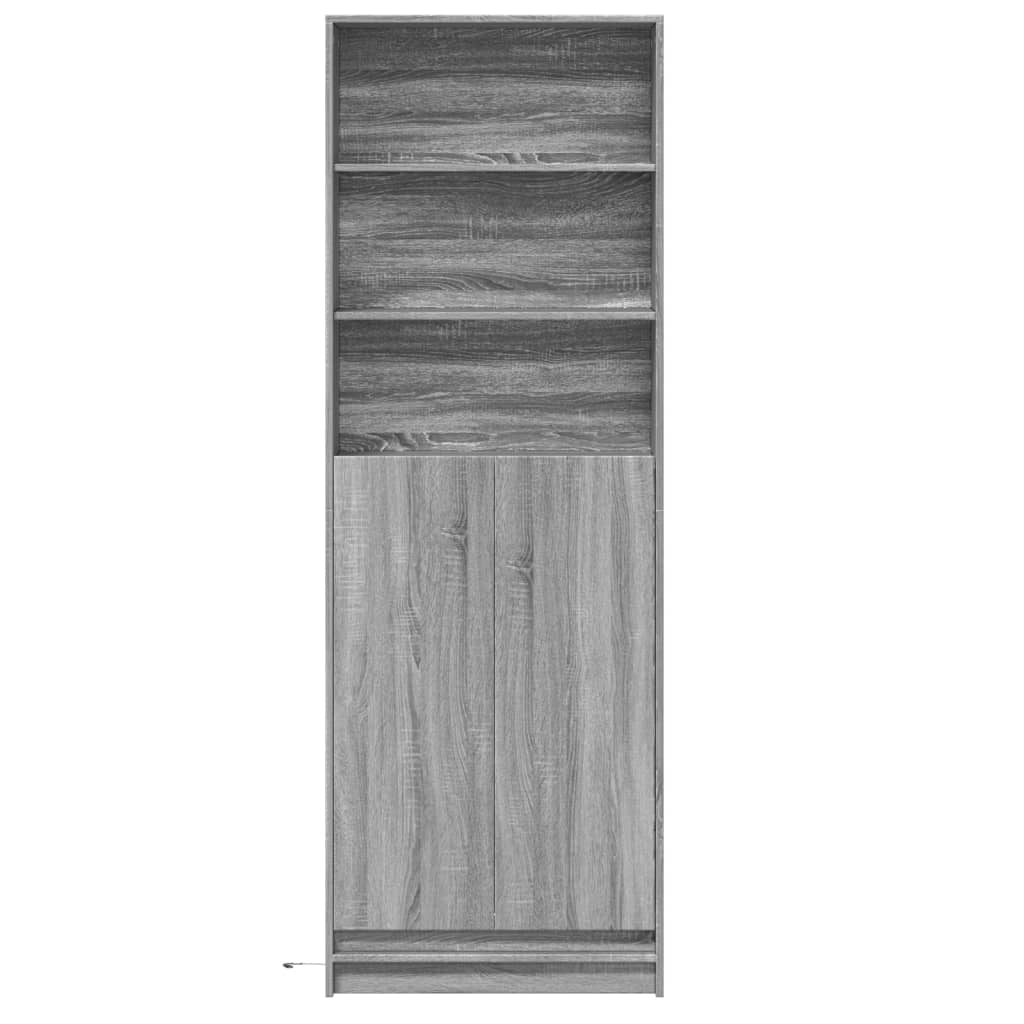 vidaXL Aparador con LED madera ingeniería gris Sonoma 69x32,5x200 cm