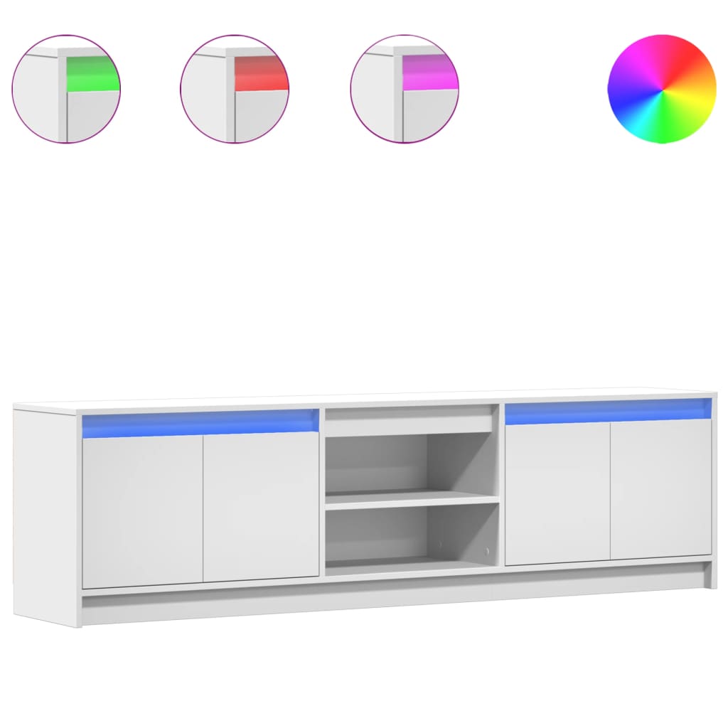 vidaXL Mueble de TV con LED madera de ingeniería blanco 180x34x50 cm