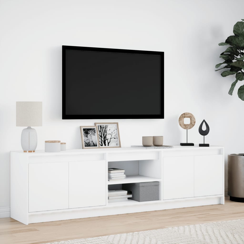 vidaXL Mueble de TV con LED madera de ingeniería blanco 180x34x50 cm