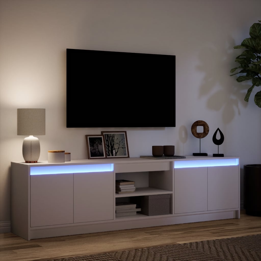 vidaXL Mueble de TV con LED madera de ingeniería blanco 180x34x50 cm