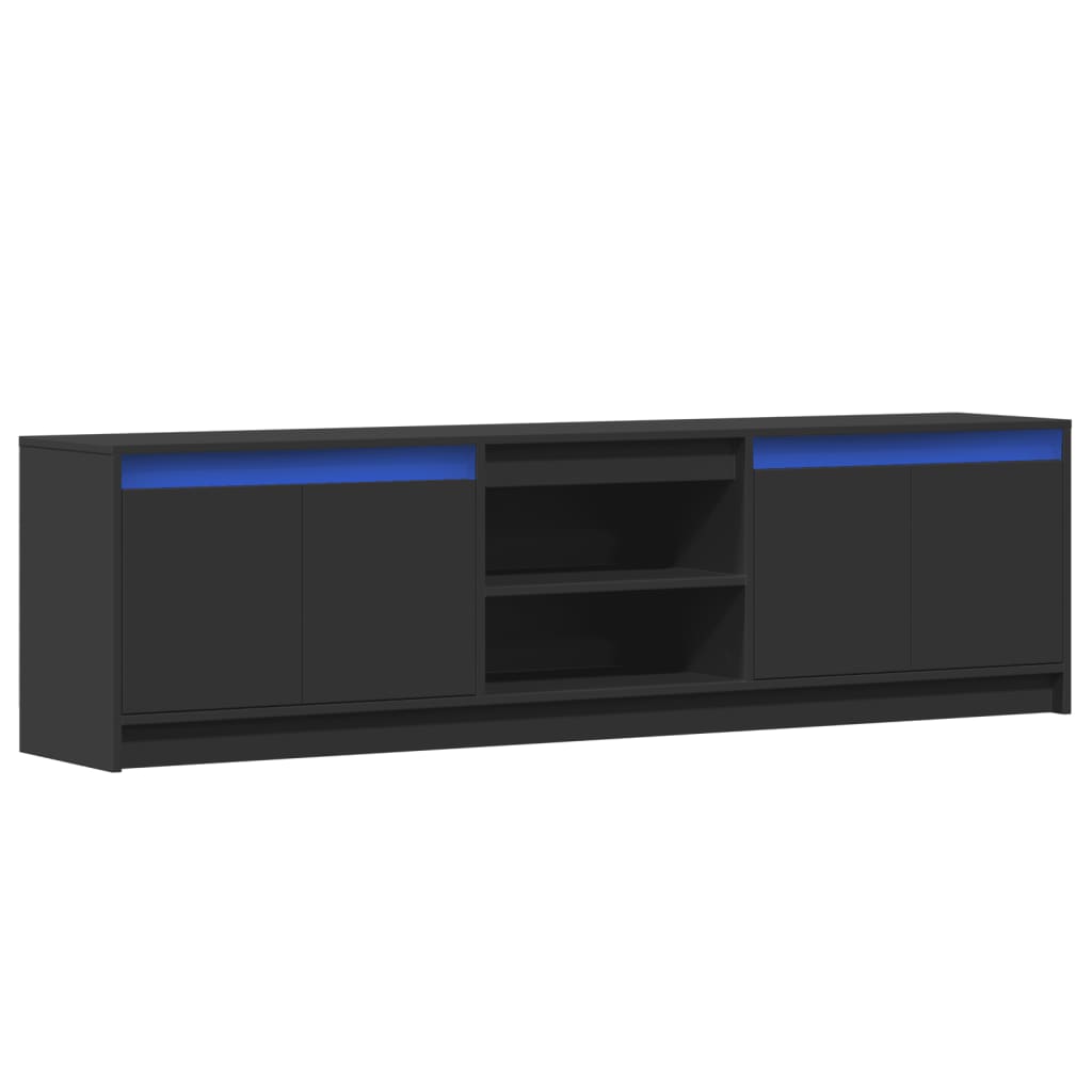 vidaXL Mueble de TV con LED madera de ingeniería negro 180x34x50 cm