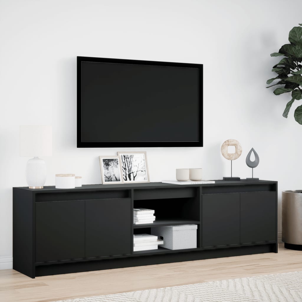 vidaXL Mueble de TV con LED madera de ingeniería negro 180x34x50 cm