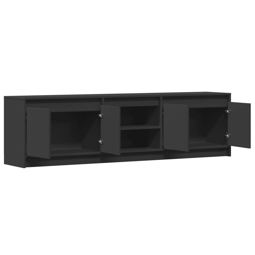 vidaXL Mueble de TV con LED madera de ingeniería negro 180x34x50 cm