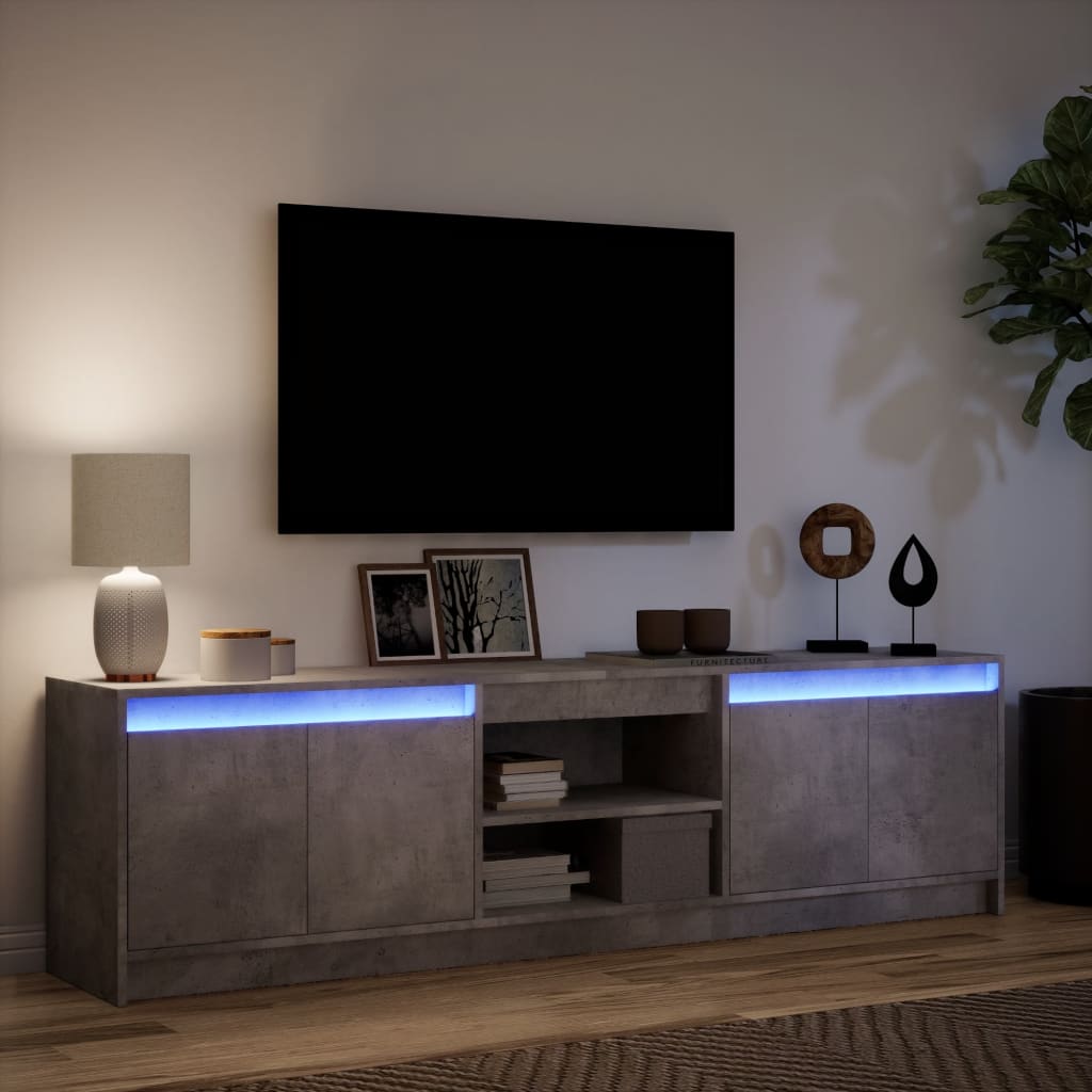 vidaXL Mueble de TV LED madera ingeniería gris hormigón 180x34x50 cm