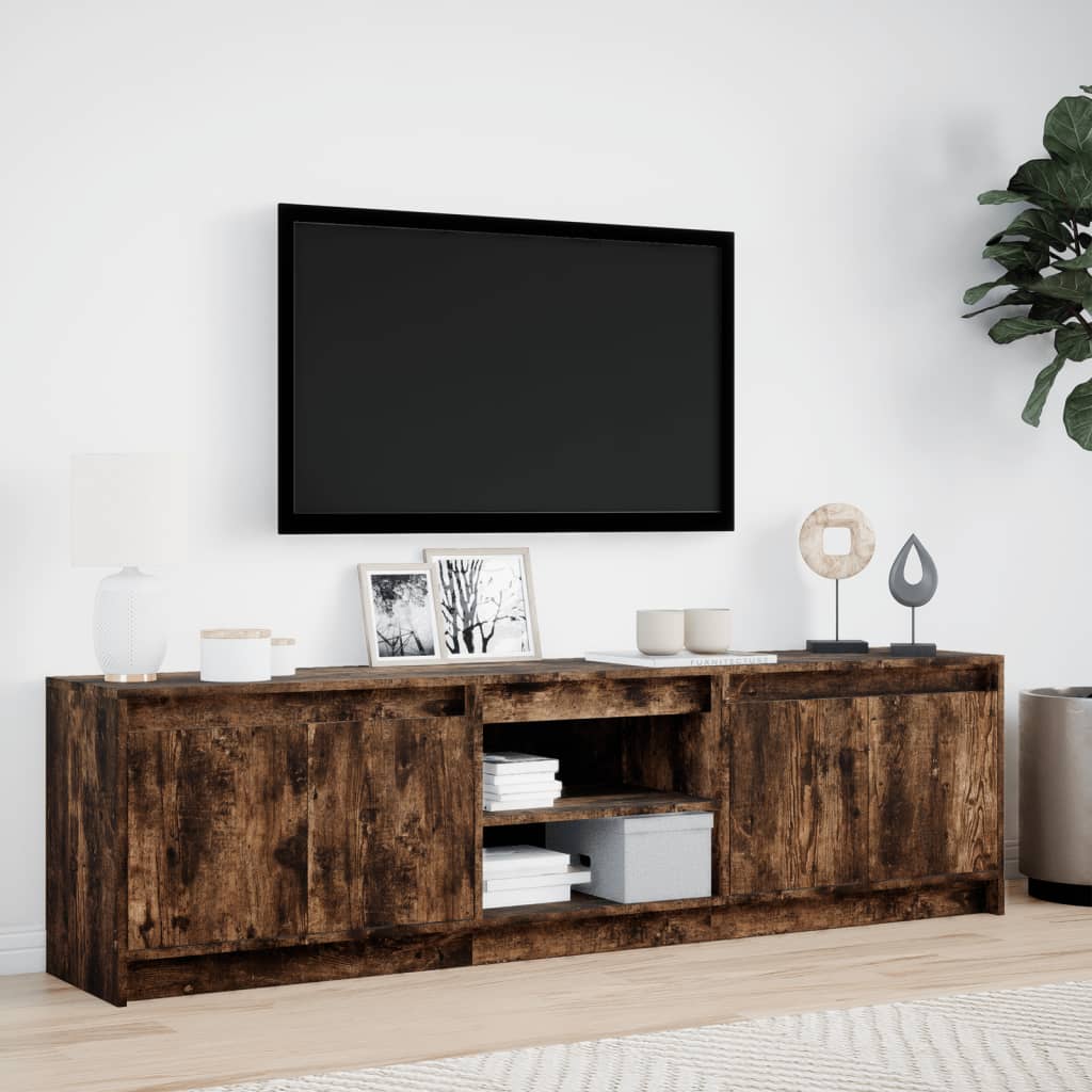 vidaXL Mueble de TV LED madera ingeniería roble ahumado 180x34x50 cm