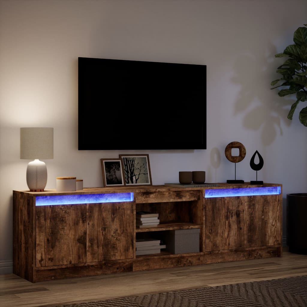 vidaXL Mueble de TV LED madera ingeniería roble ahumado 180x34x50 cm