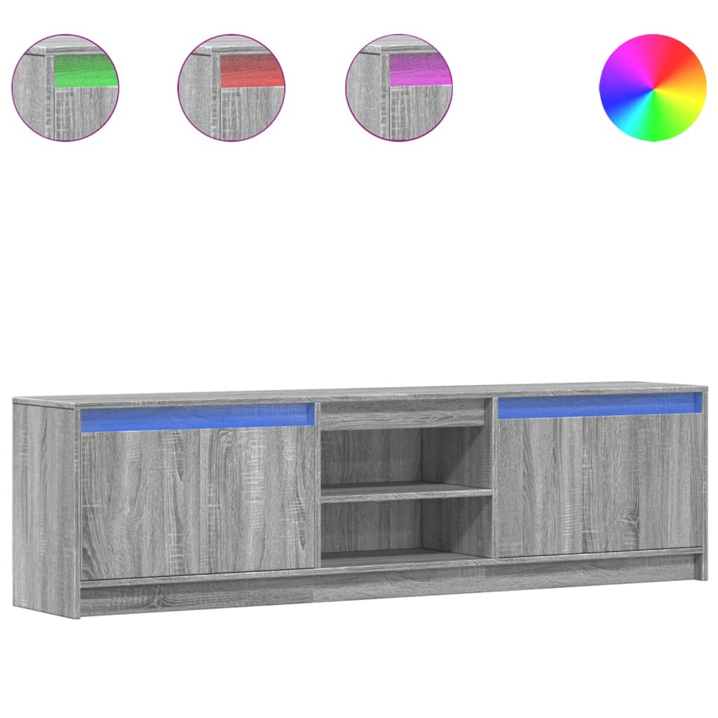 vidaXL Mueble de TV con LED madera ingeniería gris Sonoma 180x34x50 cm