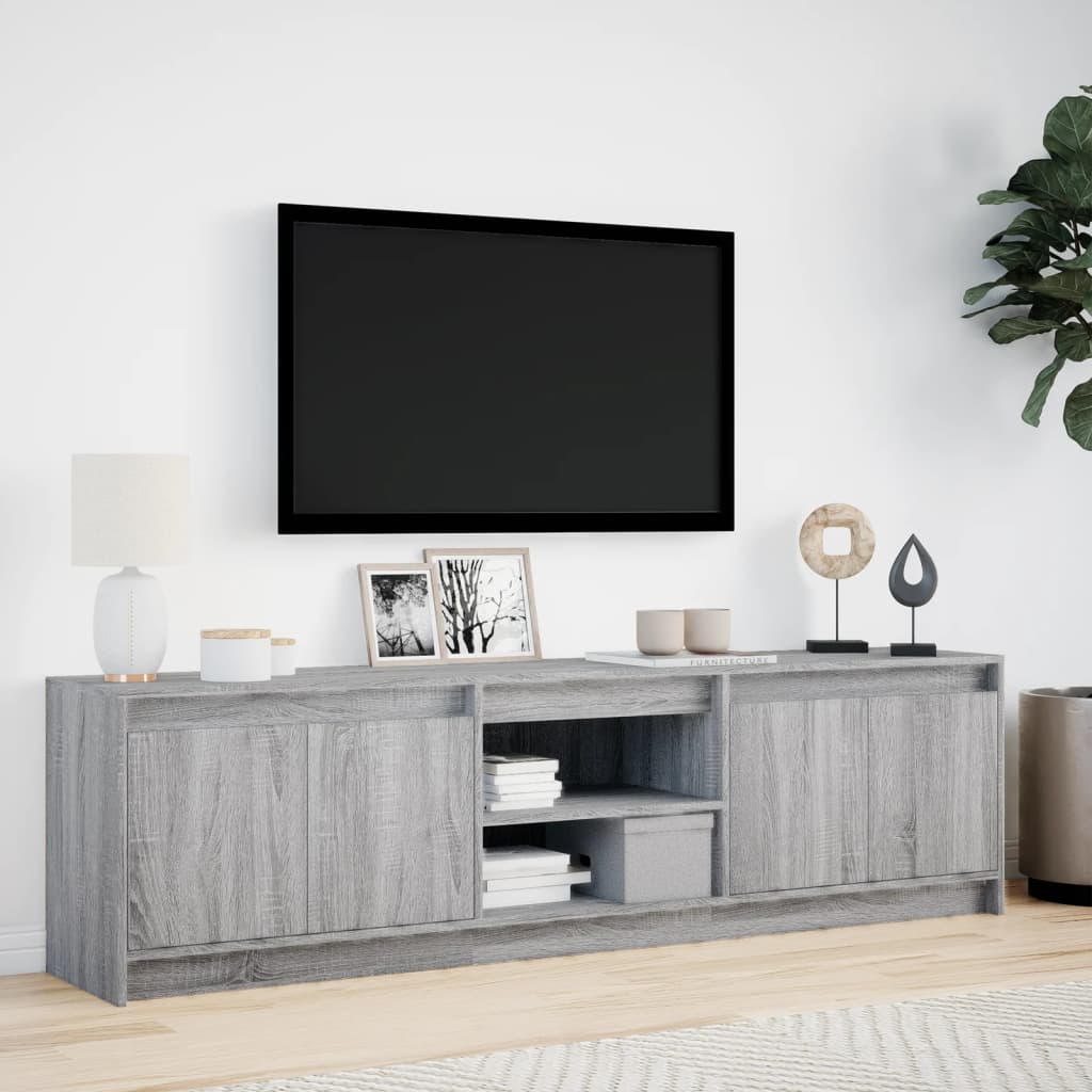 vidaXL Mueble de TV con LED madera ingeniería gris Sonoma 180x34x50 cm