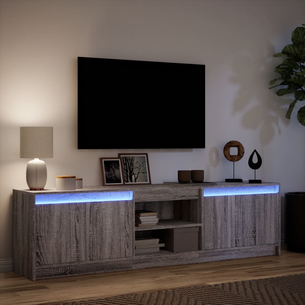 vidaXL Mueble de TV con LED madera ingeniería gris Sonoma 180x34x50 cm