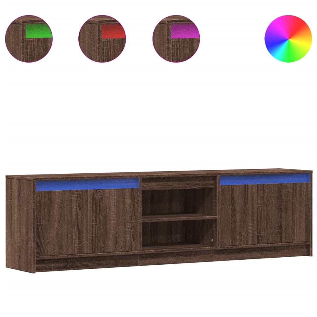 vidaXL Mueble de TV LED madera ingeniería marrón roble 180x34x50 cm