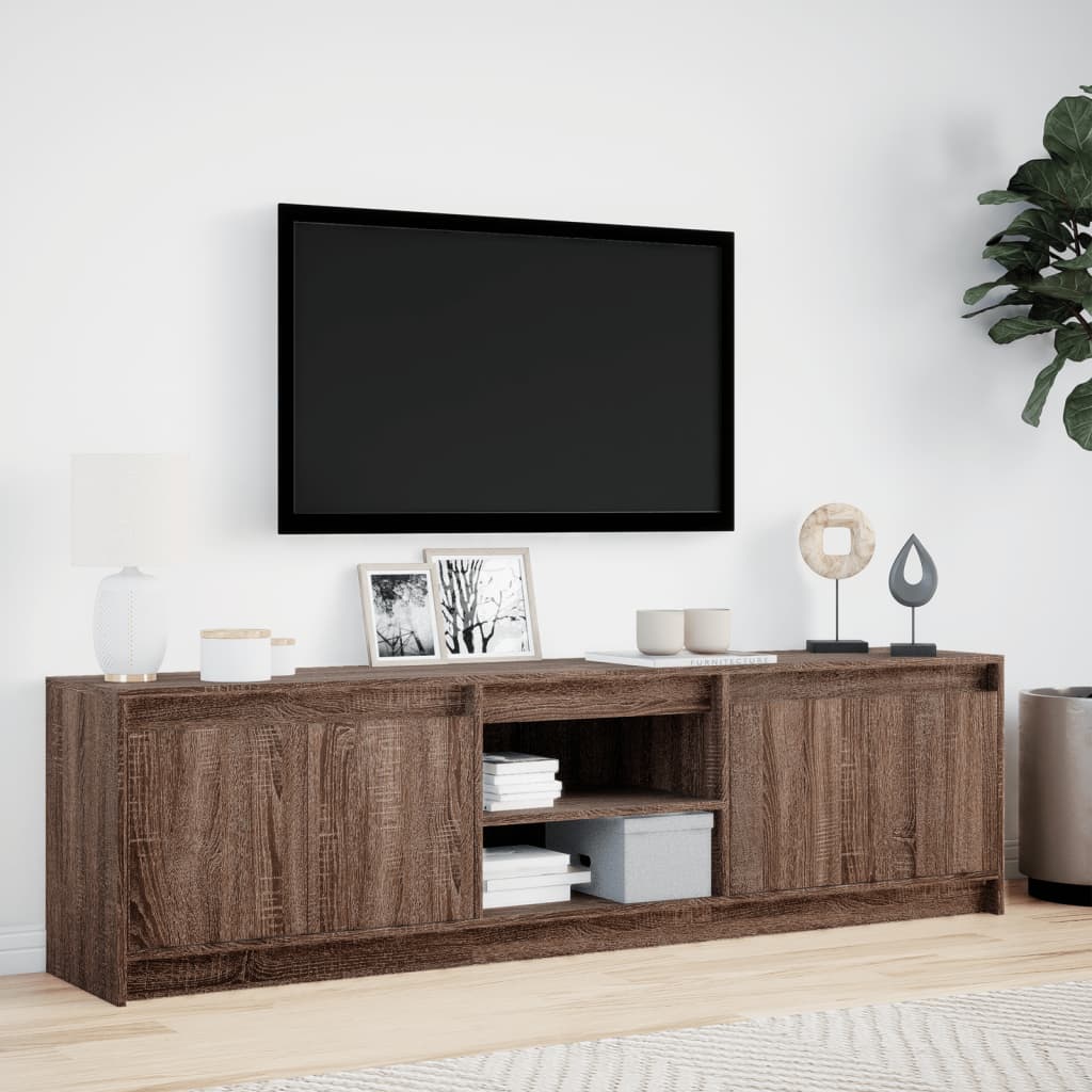 vidaXL Mueble de TV LED madera ingeniería marrón roble 180x34x50 cm