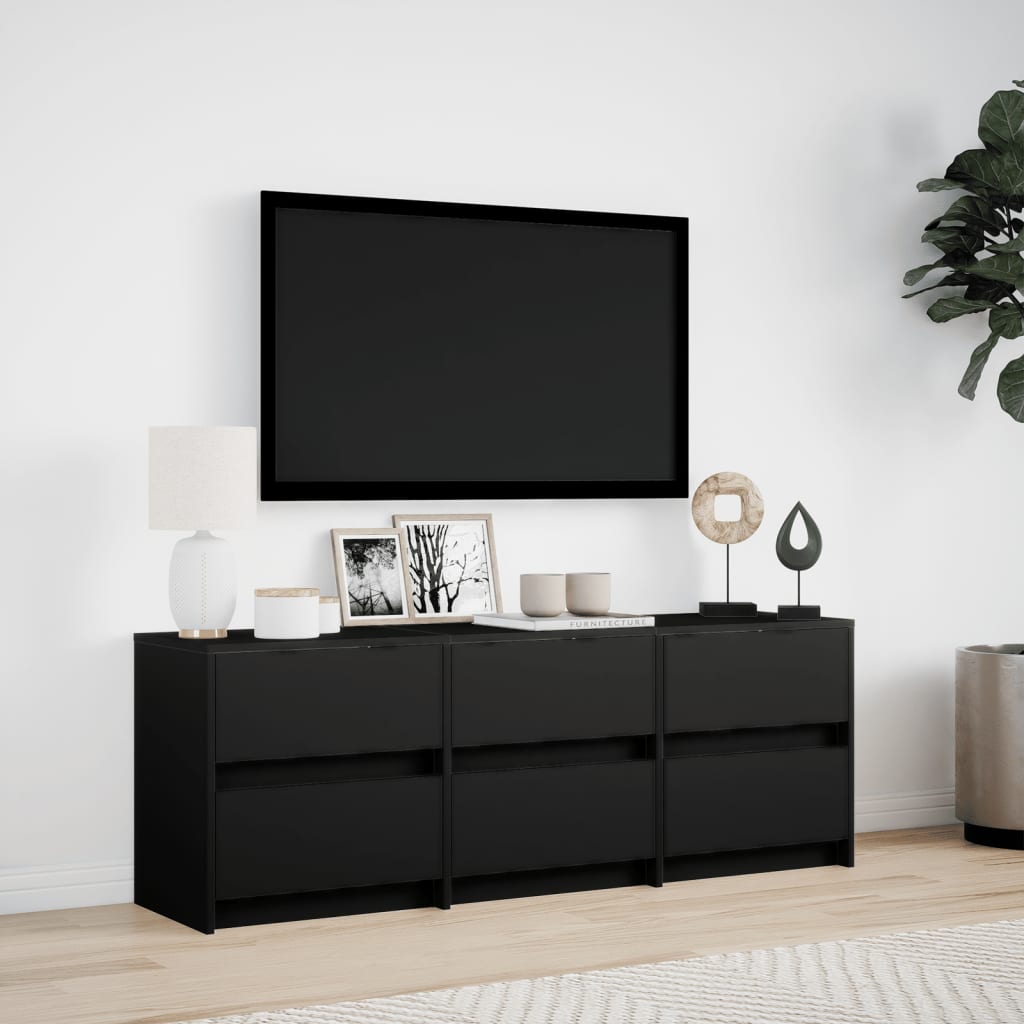 vidaXL Mueble de TV con LED madera de ingeniería negro 140x34x50 cm