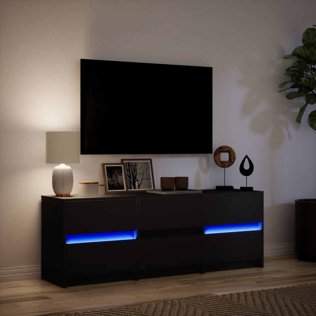 vidaXL Mueble de TV con LED madera de ingeniería negro 140x34x50 cm