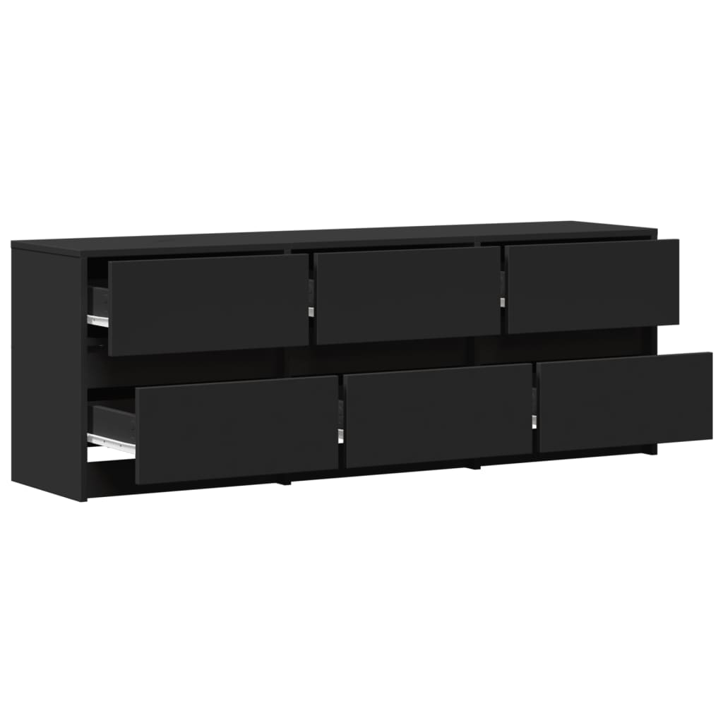 vidaXL Mueble de TV con LED madera de ingeniería negro 140x34x50 cm