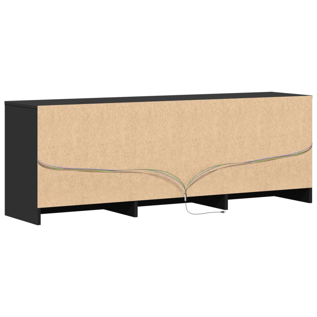 vidaXL Mueble de TV con LED madera de ingeniería negro 140x34x50 cm