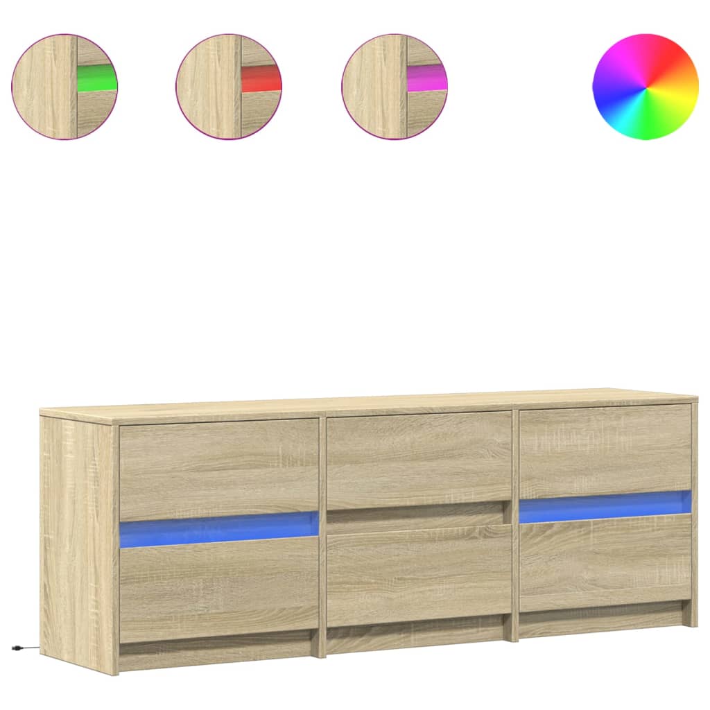 vidaXL Mueble de TV LED madera de ingeniería roble Sonoma 140x34x50 cm