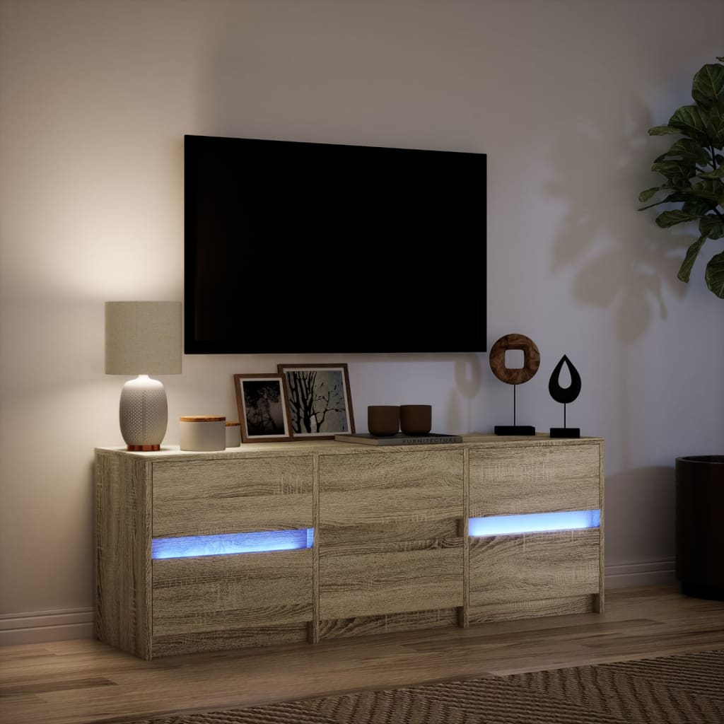 vidaXL Mueble de TV LED madera de ingeniería roble Sonoma 140x34x50 cm