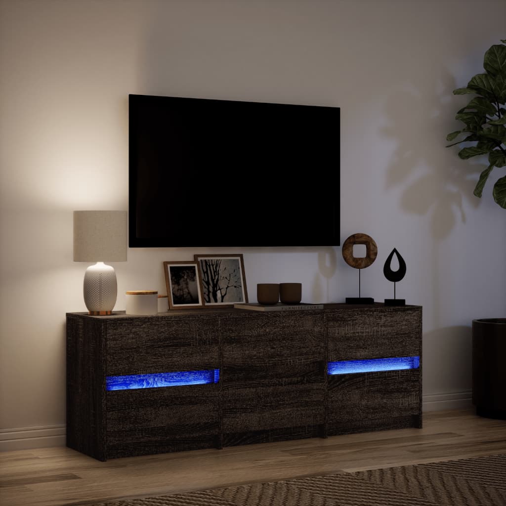 vidaXL Mueble de TV LED madera ingeniería marrón roble 140x34x50 cm